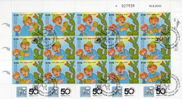 Israel 2010 "Israel Animation", Irregular Decorated Complete Sheet Of 15 Stamps With FD PM's - Used Stamps (with Tabs)