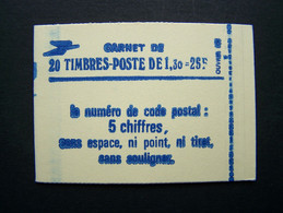 2059-C4 CONF. 8 CARNET FERME 20 TIMBRES SABINE DE GANDON 1,30 ROUGE CODE POSTAL - Modern : 1959-…