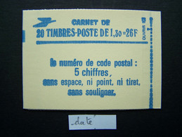2059-C4a CONF. 8 CARNET DATE DU 16.8.79 FERME 20 TIMBRES SABINE DE GANDON 1,30 ROUGE CODE POSTAL - Modernes : 1959-...