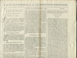 JOURNAL - " GAZETTE NATIONALE, OU LE MONITEUR UNIVERSEL N° 3 DU JEUDI 26/11/1789 " LES 2 PAGES CERTAINEMENT - Kranten Voor 1800