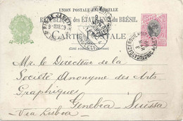 PK  Botucato - Rio De Janeiro - Lissabon - Genève            1899 - Lettres & Documents