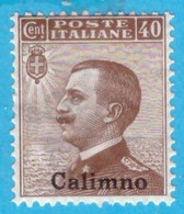 EGCA005 EGEO CALINO 1912 FBL D'ITALIA SOPRASTAMPATI CALIMNO CENT 40 SASSONE NR 4 NUOVO MNH ** - Egeo (Calino)