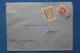 W2 ESPAGNE  BELLE LETTRE  1937  LEON  POUR SALAMANCA +GUERRE CIVILE+ AFFRANCH. INTERESSANT - Asturias & Leon