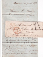 1854 - ENTREE BELGIQUE Par VALENCIENNES 3 - LETTRE De QUIEVRAIN BOITE RURALE => COUIN PRES De PAS EN ARTOIS - Poste Rurale