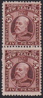 NEW ZEALAND KEVII 5d VLHM 2 PERF PAIR - Neufs