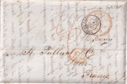 1856 - GB - ENTREE ANGLETERRE Par BUREAU AMBULANT CALAIS C - LETTRE PORT PAYE De LONDRES => LYON - Marques D'entrées