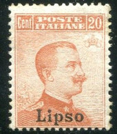 EGEO LIPSO 1921-22  20 C. SASSONE N. 9  ** MNH - Aegean (Lipso)