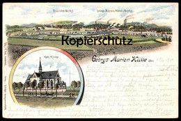 ALTE LITHO POSTKARTE GEORGS MARIEN HÜTTE STAHMER WERKE EISENBAHN GEORGS-MARIEN-HÜTTEN-WERKE KIRCHE GEORGSMARIENHÜTTE AK - Georgsmarienhütte