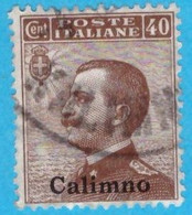 EGCA012 EGEO CALINO 1912 FBL D'ITALIA SOPRASTAMPATI CALIMNO CENT 40 SASSONE NR 6 USATO - Egée (Calino)