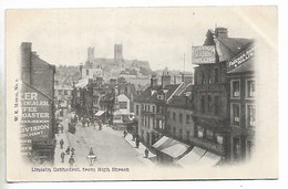 Early Postcard, Lincoln High Street. People, Road, Shops, Freeman Hardy Willis. - Lincoln