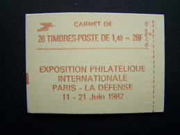 2102-C8a CONF. 8 CARNET FERME 20 TIMBRES SABINE DE GANDON 1,40 ROUGE PHILEXFRANCE 82 - Modern : 1959-…