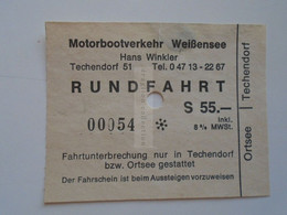 DT019.1 Österreich Motorbootverkehr  Weißensee - Hans Winlker -Rundfahrt  S.55. - Ortsee Tehchendorf  Fahrkarte - Europe