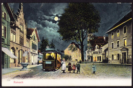 Um 1920 Ungelaufene AK Aus Reinach Mit Tram Bei Nacht. - Reinach