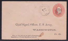 Chief Signal Officer, Franklin War Dept Postal Stationery Letter Cover Travelled 1881 Broadrunstation > Washington - ...-1900