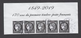France - Bande Oblitérée -170 Ans Du Premier Timbre Poste -Cérès De 1849 - Afgestempeld