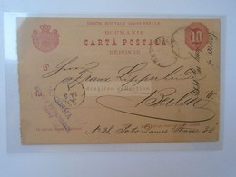 D181404 Romania  Postal Stationery 10 Bani - 1885  N.Cosma Musique Et Papeterie Iassy - Sent To Franz Lipperheide Berlin - Briefe U. Dokumente