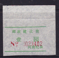 CHINA CHINE CINA  HENAN QIXIAN 475200  ADDED CHARGE LABEL (ACL)  1.0 YUAN RARE!! - Other & Unclassified