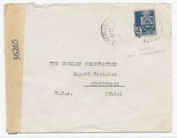 ALGERIE WW2 1944 US Examiner 36265 Censored Cover Plateau Saulière Algiers > USA Cincinnati Ohio PAR AVION Censure - Lettres & Documents