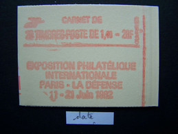 2154-C1 CONF. 8 CARNET DATE DU 26.8.?? FERME 20 TIMBRES SABINE DE GANDON 1,40 VERT PHILEXFRANCE 82 - Modernes : 1959-...