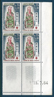 Andorre Poste N°172** Bloc De 4 Coin Daté, Croix-Rouge, Cote 175€. - Luftpost