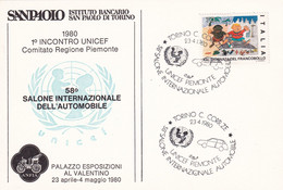 A10890- SALONE INTERNAZIONALE DELL'AUTOMOBILE SAN PAOLO, TORINO 1980, UNICEF PIEMONTE, ITALIA USED STAMP - UNICEF