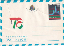 A10904- AEROGRAMME, ITALIA 76, REPUBBLICA DI SAN MARINO, COVER STATIONERY PAR AVION AIRMAIL - Brieven En Documenten