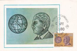 A10908- ANTONINO LO SURDO, GEOPHYSICAL, ROMA FILATELICO 1980 MAXIMUM CARD ITALIA  USED STAMPS - Maximum Cards