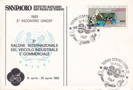 A10922- INSTITUTO BANCARIO SAN PAOLO DI TORINO, UNICEF- SALONE INTERNAZIONALE, ITALIA USED STAMP 1983 TORINO - UNICEF