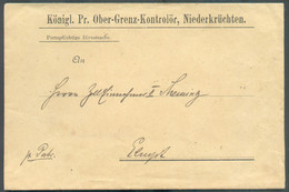 Enveloppe Du KONGL. PR. OBER-GRENZ-KONTROLÖR NIEDERKRÜCHTEN En Franchise (lettre De Service) Vers Eupen.  TB - 18492 ​​​ - Franchise