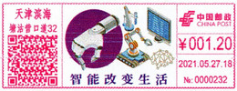 China 2021 TianJin Digital Anti-counterfeiting TypeColor Postage Machine Meter: Smart Changes Life - Lettres & Documents
