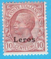 EGLE002 EGEO LERO 1912 FBL D'ITALIA SOPRASTAMPATI LEROS CENT 10 SASSONE NR 3 NUOVO MLH * - Egée (Lero)