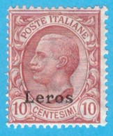 EGLE003 EGEO LERO 1912 FBL D'ITALIA SOPRASTAMPATI LEROS CENT 10 SASSONE NR 3 NUOVO MNH ** - Egée (Lero)