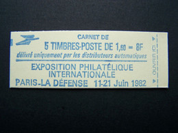 2155-C1a CARNET FERME 5 TIMBRES SABINE DE GANDON 1,60 ROUGE PHILEXFRANCE 82 - Modernos : 1959-…