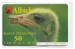 Albania - Albtelecom - Ostrich & Peacock - ALB-72, 11.2001, 50Units, 180.000ex, NSB - Albanie