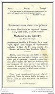 PETANGE ..-- Mme Anne SCHWEIGEN , épouse De Mr Jean GRIEFF , Née En 1899 , Décédée En 1958 . - Pétange