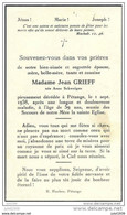 PETANGE ..-- Mme Anne SCHWEIGEN , épouse De Mr Jean GRIEFF , Née En 1899 , Décédée En 1958 . - Petingen