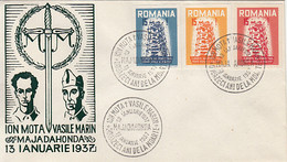 ION MOTA AND VASILE MARIN, IRON GUARD, MAJADAHONDA, ROMANIAN EXILE IN MADRID, SPECIAL COVER, 1957, ROMANIA - Covers & Documents