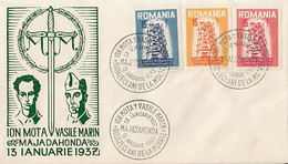 ION MOTA AND VASILE MARIN, IRON GUARD, MAJADAHONDA, ROMANIAN EXILE IN MADRID, SPECIAL COVER, 1957, ROMANIA - Covers & Documents