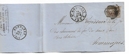 REF4611/ TP 6 4 Marges S/LAC C.St Ghislain 14/8/1858 Obl.à Barres 103 > Jemmapes C.d'arrivée - Postmarks - Lines: Perceptions