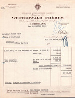 Facture - BORDEAUX - Ets WETTERWALD Frères Etiquettes De Vin ... - 1953 - Factures