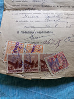 DOCUMENTO CON 3 FRANCOBOLLI 10 CENTESIMI LUOGOTENENZA + 2 MARCHE DA BOLLO MUNICIPIO DI PALERMO 1946 - Revenue Stamps
