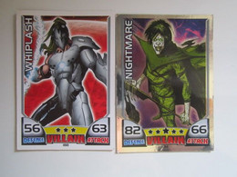 2 Cartes 2011 Topps Marvel Universe HERO ATTAX Villain - WHIPLASH - NIGHTMARE - Marvel