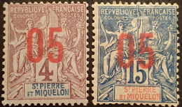 R2062/1119 - 1912 - COLONIES FR. - SPM - N°95 à 96 NEUFS* - Unused Stamps