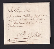 DDZ 821 - Lettre Précurseur 1773 - BOUGAUTE (BOUCHAUTE - BOEKHOUTE) Vers GENDT - RARE Francq (Port Payé) - 1714-1794 (Paesi Bassi Austriaci)