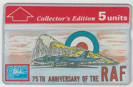 GIBRALTAR - 75th Anniversary Of The RAF Collectors Ed., 5 U, 08/93, CN:308A,  Tirage 8.000, Mint - Gibraltar