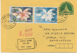 BANGLADESH 1978 Flowers 40P Multicolored Michelia Champaca (2x) MISSING COLOURS On Postal Stationery Envelope, RRR!! - Bangladesch