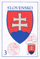 41115. Tarjeta Maxima  BRATISLAVA (Slovensko) 1993, Wappen, Escudo Inauguracion Presidencia - Lettres & Documents