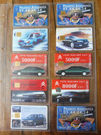 10 Télécartes (lié à L'automobile) FRANCE TELECOM  ->  Peugeot - Assistance, DAEWOO NUBIRA, Citroën, LAGUNA, MATRA, Etc - Cars
