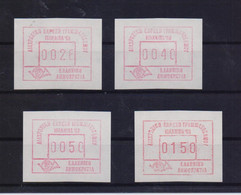 GREECE 1988 ATM FRAMA ΕΧΗΙΒΙΤΙΟΝ ΙΩΑΝΝΙΝΑ '88 COMPLETE SET OF 4 MNH STAMPS - Automatenmarken [ATM]
