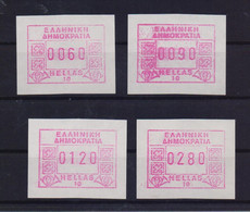 GREECE 1992 ATM FRAMA HELLAS 10 (AKROPOLIS)  COMPLETE SET OF 4 MNH STAMPS - Automatenmarken [ATM]